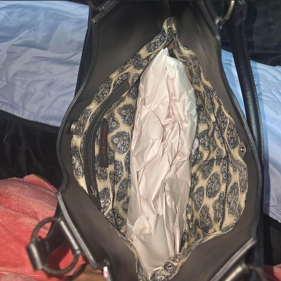 Ed Hardy Black and Pink Skull Floral Tote - Picture 3 of 5